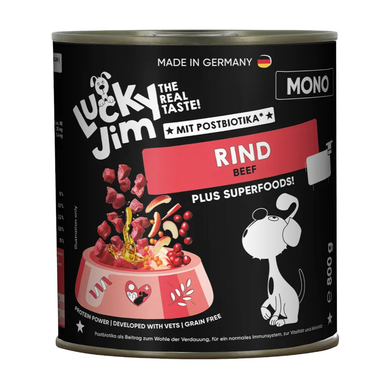 Ekonomipack Lucky Jim Mono 24 x 800 g - Nötkött Rabatter