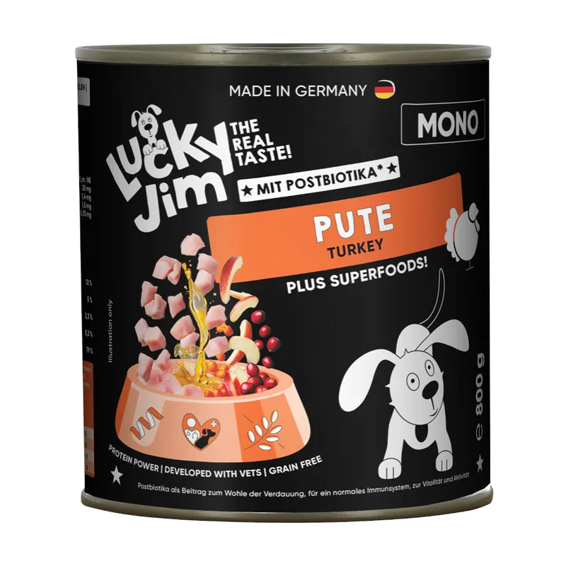 Beställ idag Ekonomipack Lucky Jim Mono 24 x 800 g - Kalkon