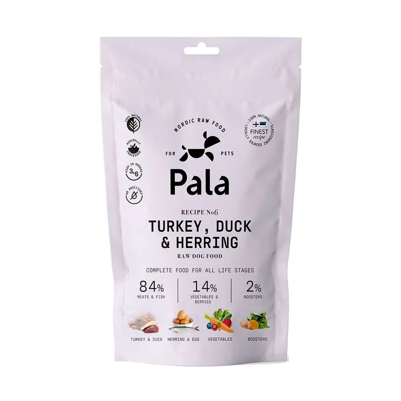 Pala 6 Turkey, Duck & Herring Lufttorkad Spannmålsfri Hundmat Populär