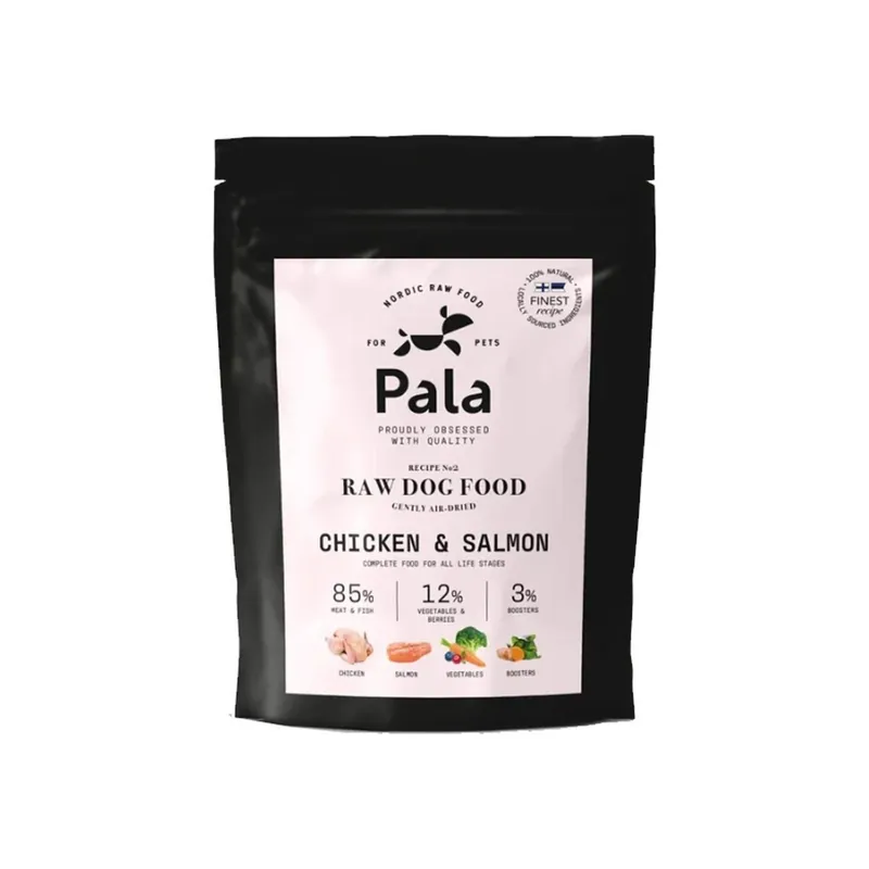 Pala 2 Chicken & Salmon Lufttorkad Spanmålsfri Hundmat Begränsat erbjudande