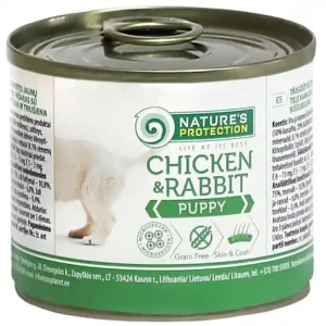Snabb frakt Nature‘s Protection Puppy Kyckling & Kanin 200 g för hundar
