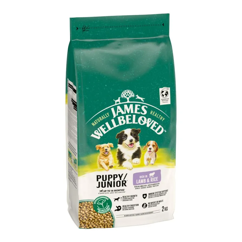 James Wellbeloved Puppy Junior Dog Hypoallergenic Lamb & Rice - 2 kg I lager