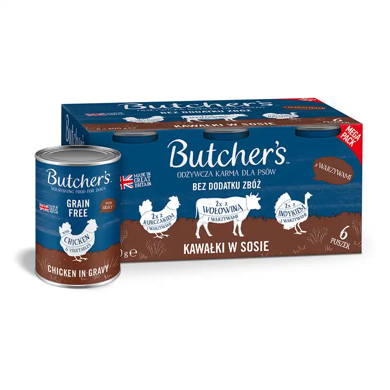 Outlet Butcher‘s Original‘s Grain Free för hundar 6 x 400 g - Mixpack (3 sorter i sås)
