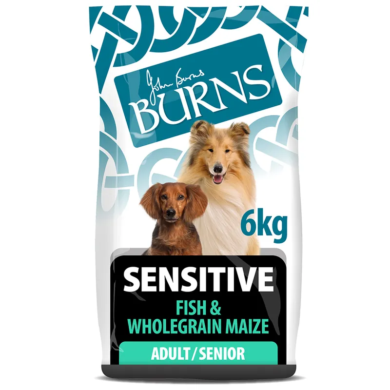 Burns Adult & Senior Sensitive - Fish & Wholegrain Maize - Ekonomipack 2 x 6 kg Nedsatt pris