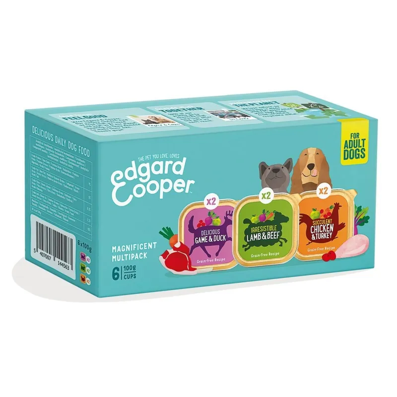 Edgard & Cooper Dog Adult Multipack Lamm, Kyckling & Vilt 6x100g I lager