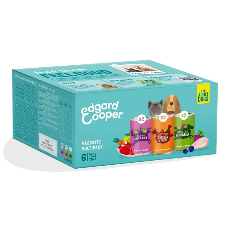 Edgard & Cooper Dog Adult Multipack Lamm, Kyckling & Vilt 6x400g Reapris