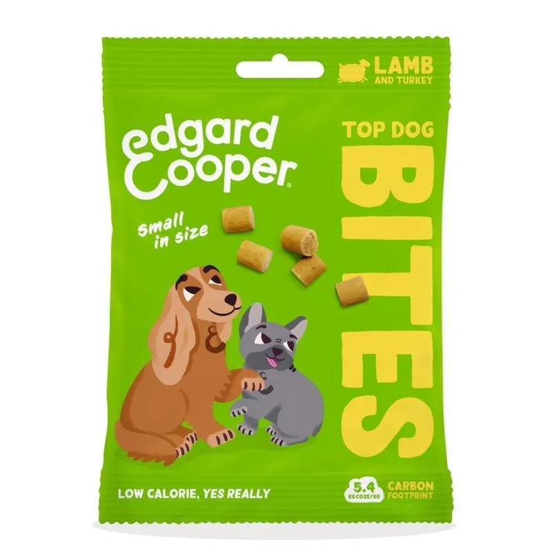 Nyhet Edgard & Cooper Top Dog Bites Lamm & Kalkon 50 g