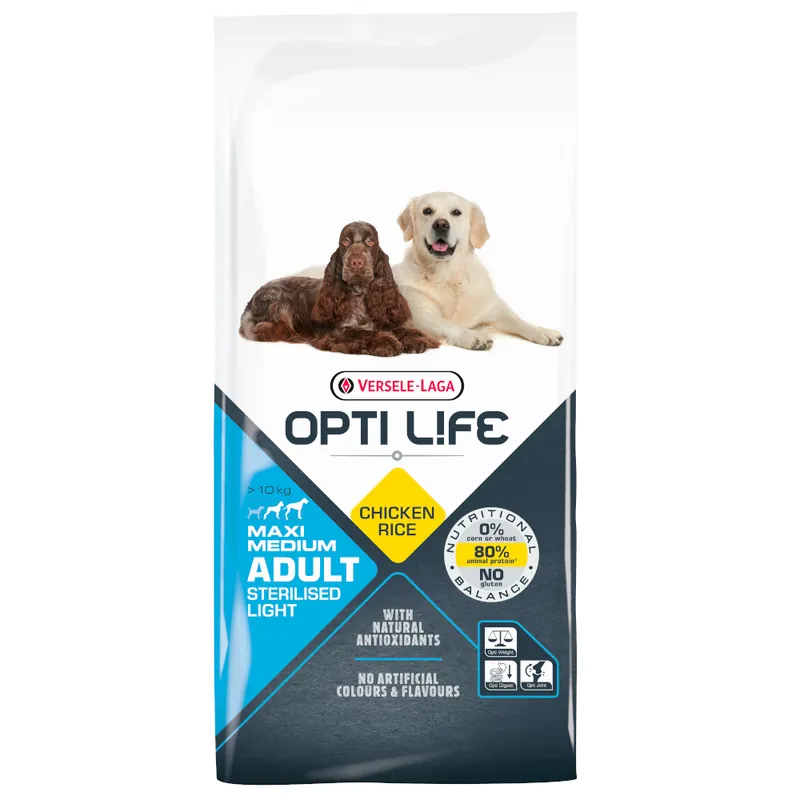 Begränsat erbjudande Opti Life-förpackning 2 x 12,5 kg - Vuxen Steriliserad Light Medium & Maxi