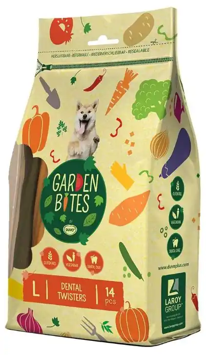 Duvo+ Garden Bites Dental Twisters Mix för hundar L 14 st 420 g Erbjudandepris