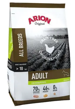 Arion Original All Breeds Adult Grain-Free Kyckling & Potatis 12 kg för hundar I lager
