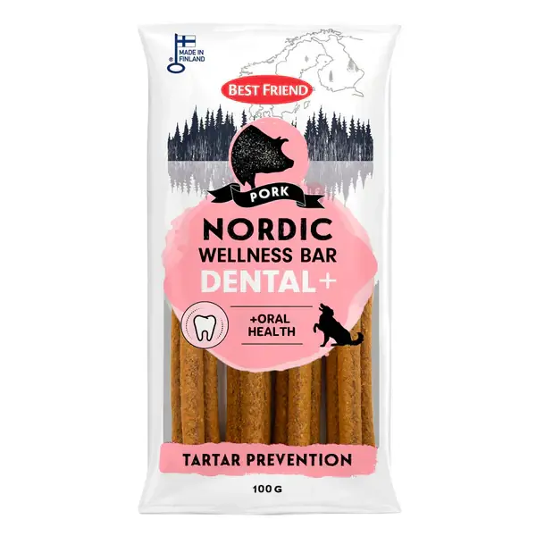 Kampanj Best Friend Nordic Wellness Bar Dental+ gris 100 g för hundar