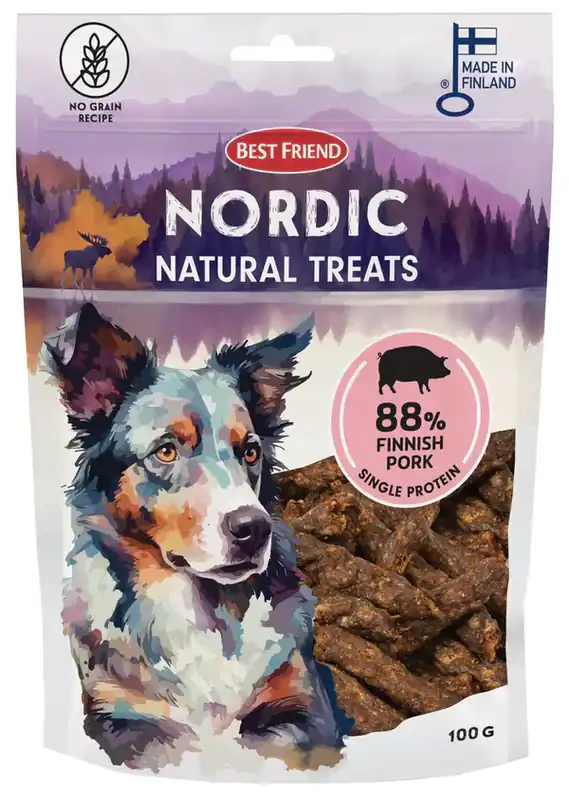 Best Friend Nordic Natural Treats fläsk för hundar 100 g Beställ nu