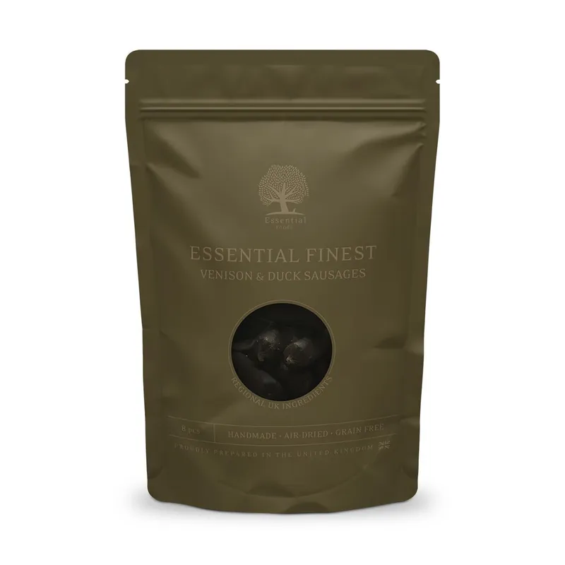 Essential Foods Finest Venison & Duck Sausages Hundgodis 110 g0 g Rabatter