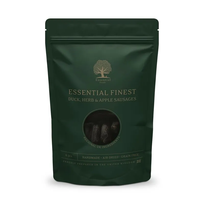 Essential Foods Finest Belöningskorvar Anka, Örter & Äpple 110 g Expressleverans