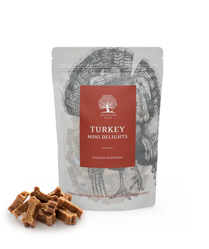 Erbjudande Essential Turkey Mini Delights Hundgodis - 100 g