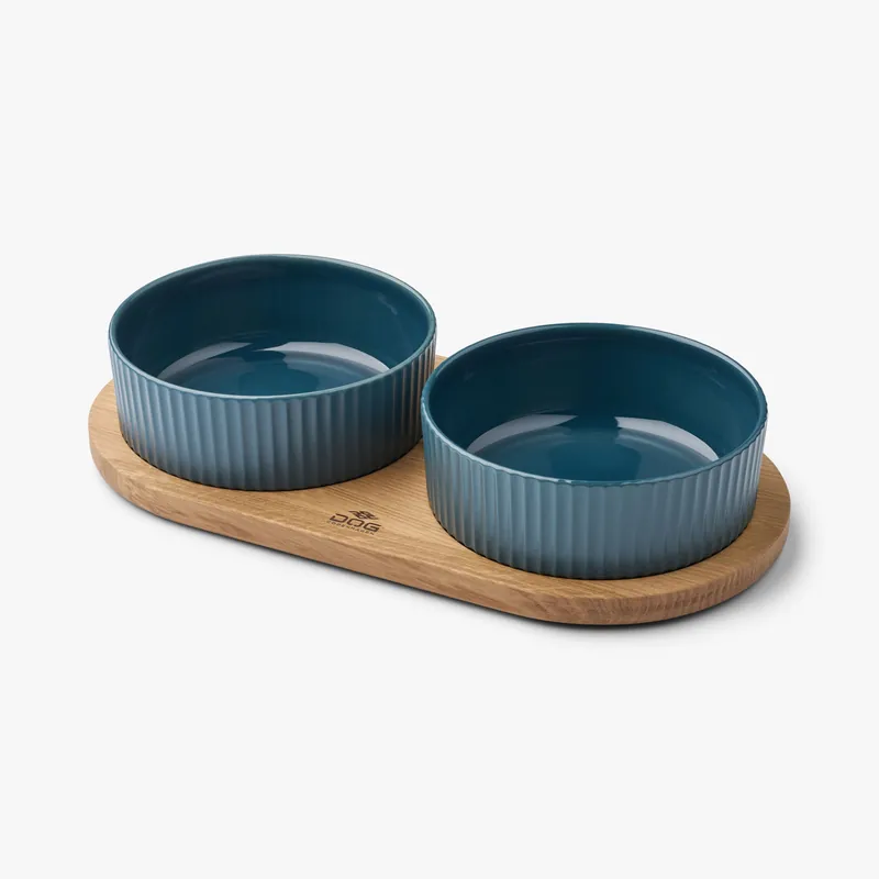 Kronborg Matbar för Hund - S / Petrol Blue/Oak Nyhet