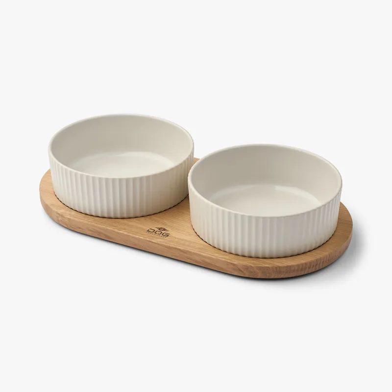 Rea Kronborg Matbar för Hund - L / Off White/Oak