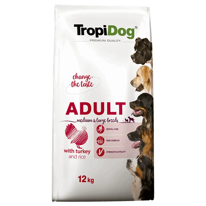 Tropidog Premium Adult Medium/Large med kalkon & ris - Ekonomipack 2 x 12 kg Sänkt pris