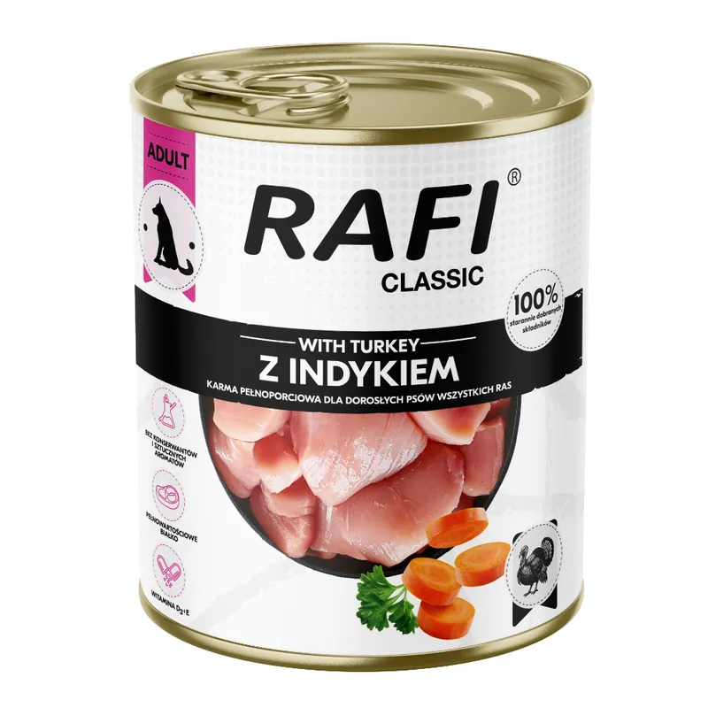 Ekonomipack Rafi Dog Classic 24 x 800 g - Kalkon Bästa pris