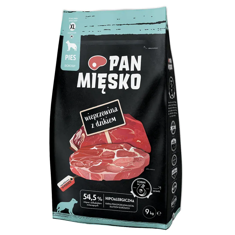 Handla nu Pan Mięsko XL gris med vildsvin - Ekonomipack 2 x 9 kg
