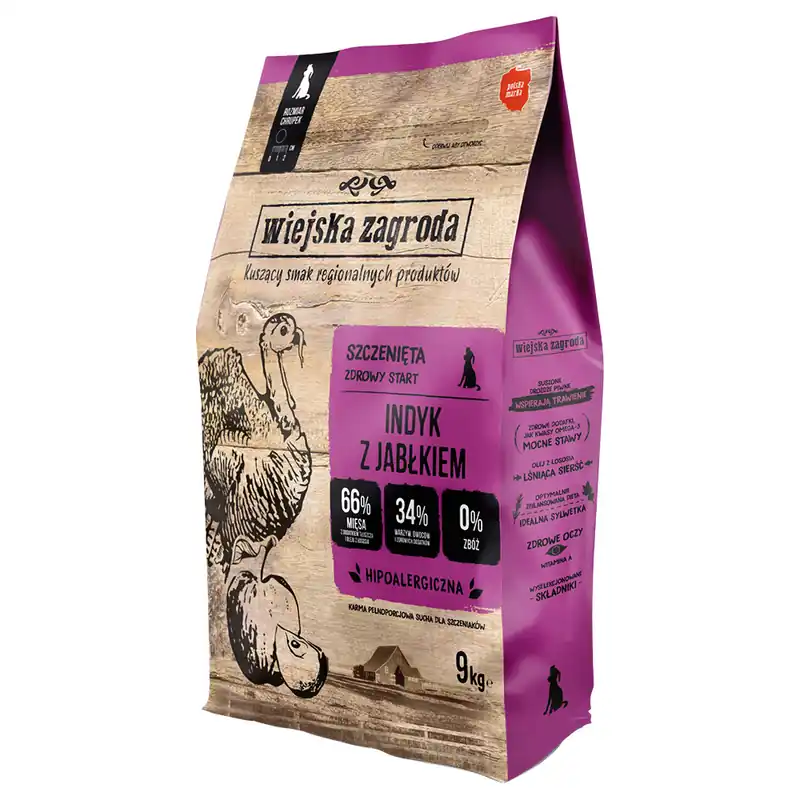 Wiejska Zagroda Puppy med kalkon & äpple - 9 kg Trygg betalning