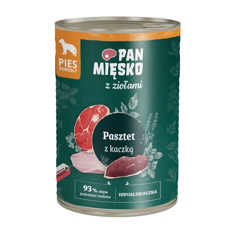 Pan Mięsko Dog 12 x 400 g - Paté med anka Sänkt pris