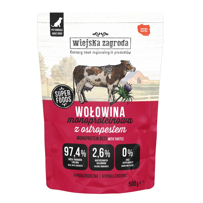 Wiejska Zagroda Monoprotein Dog Adult 500 g - Nötkött Snabb leverans