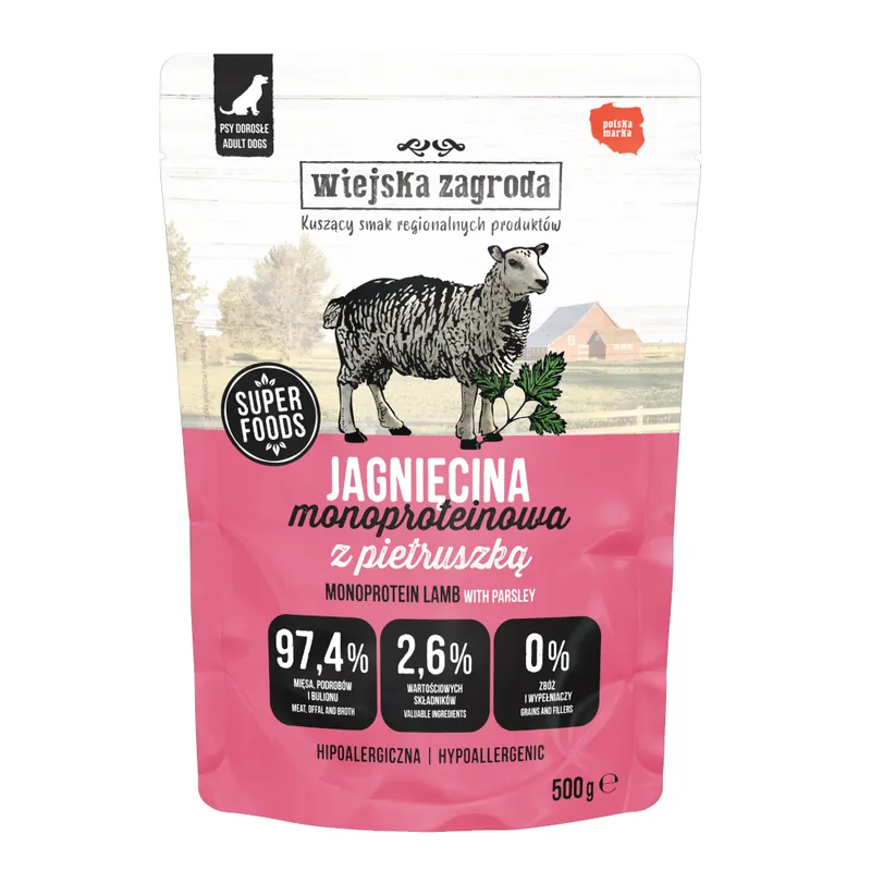 Wiejska Zagroda Monoprotein Dog Adult 500 g - Lamm Rabatt