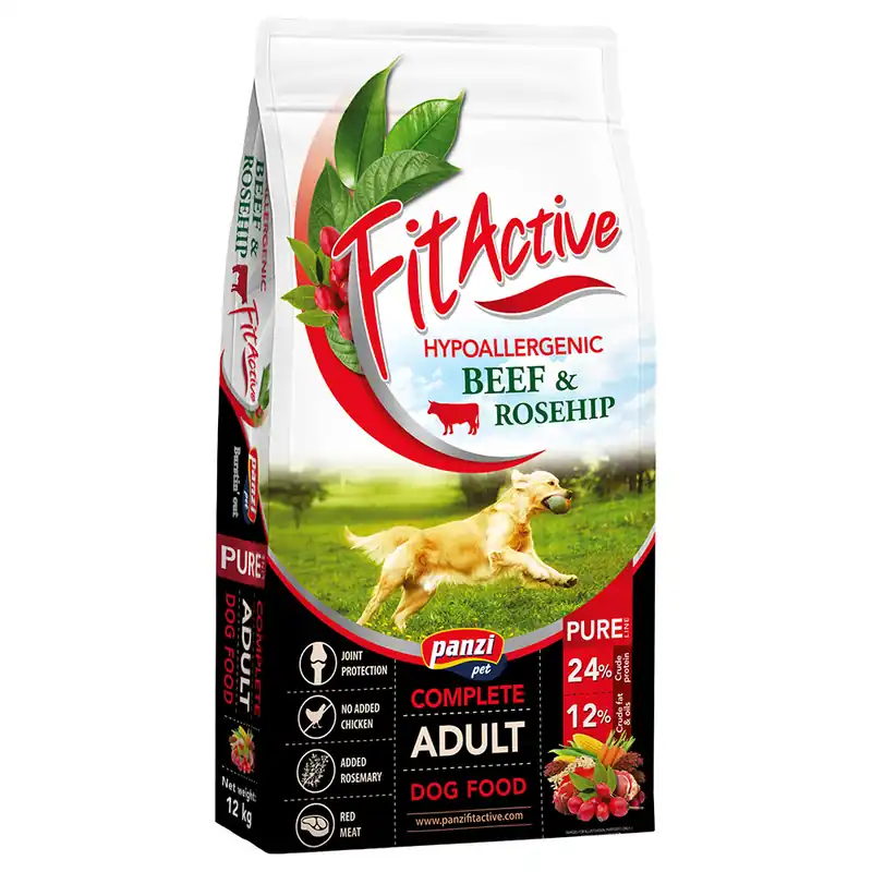 Beställ nu FitActive Pure Hypoallergenic med nötkött & nypon - Ekonomipack 2 x 12 kg