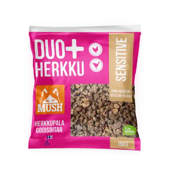 MUSH DUO+ Sensitive kyckling & kalkon 150 g för hundar Kundfavorit