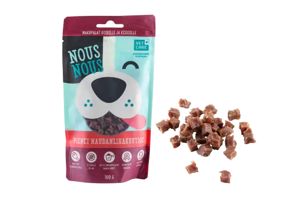 NousNous små tärningar av nötkött 100 g för hundar Lågt pris