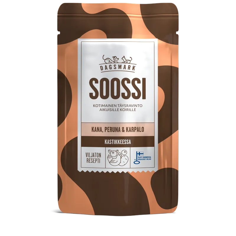 Dagsmark SOOSSI kyckling-potatis-tranbär i sås för hundar Begränsat antal