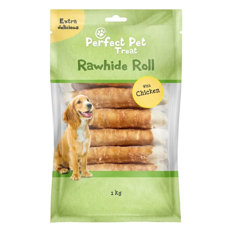Billigare Perfect Pet Rawhide Tuggrulle Chicken Wrap 18 cm 15-pack