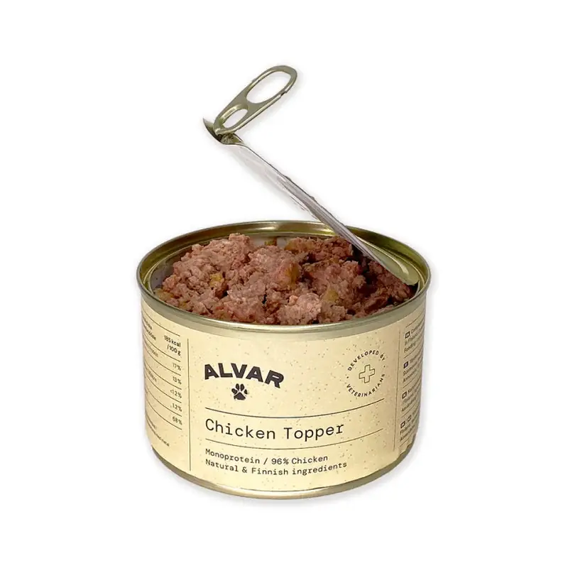 Alvar Pet Chicken Topper Våtfoder för Hund Trygg betalning