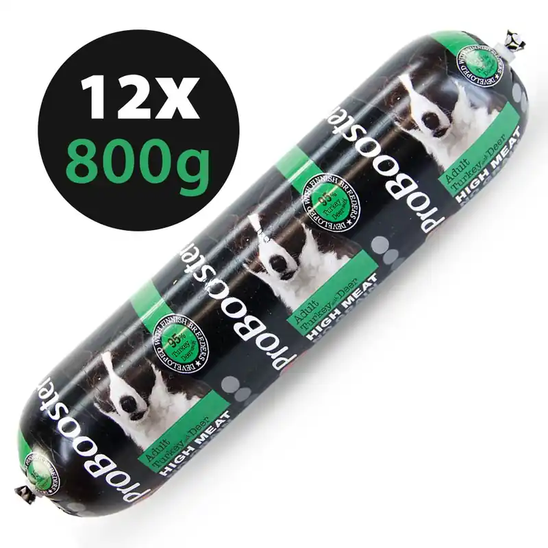 ProBooster Köttmåltid kalkon & hjort 12 x 800 g för hundar I lager