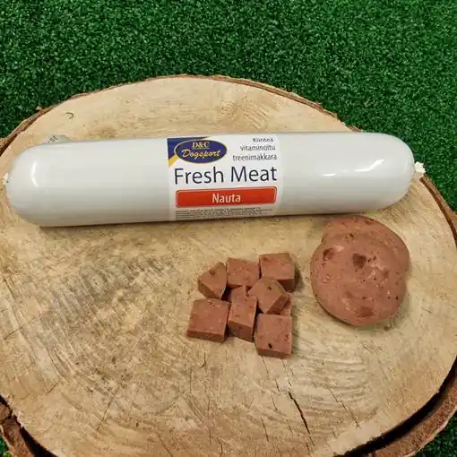 Bästa pris D&C Fresh Meat Nöt korv 400 g för hundar