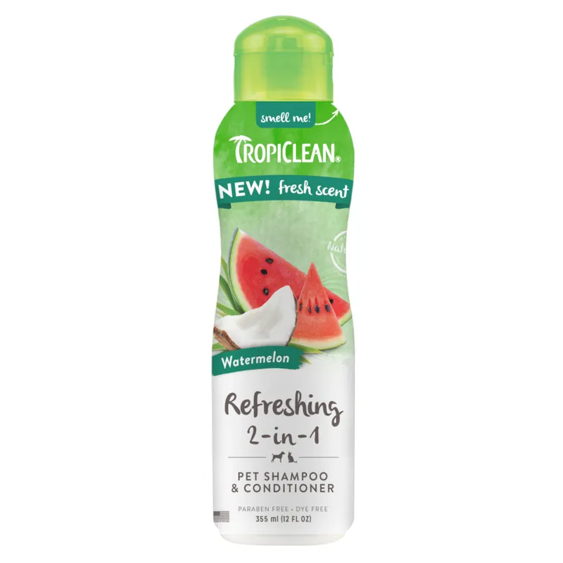 Erbjudande TropiClean Refreshing 2-in-1 schampo & balsam, vattenmelondoft - 355 ml