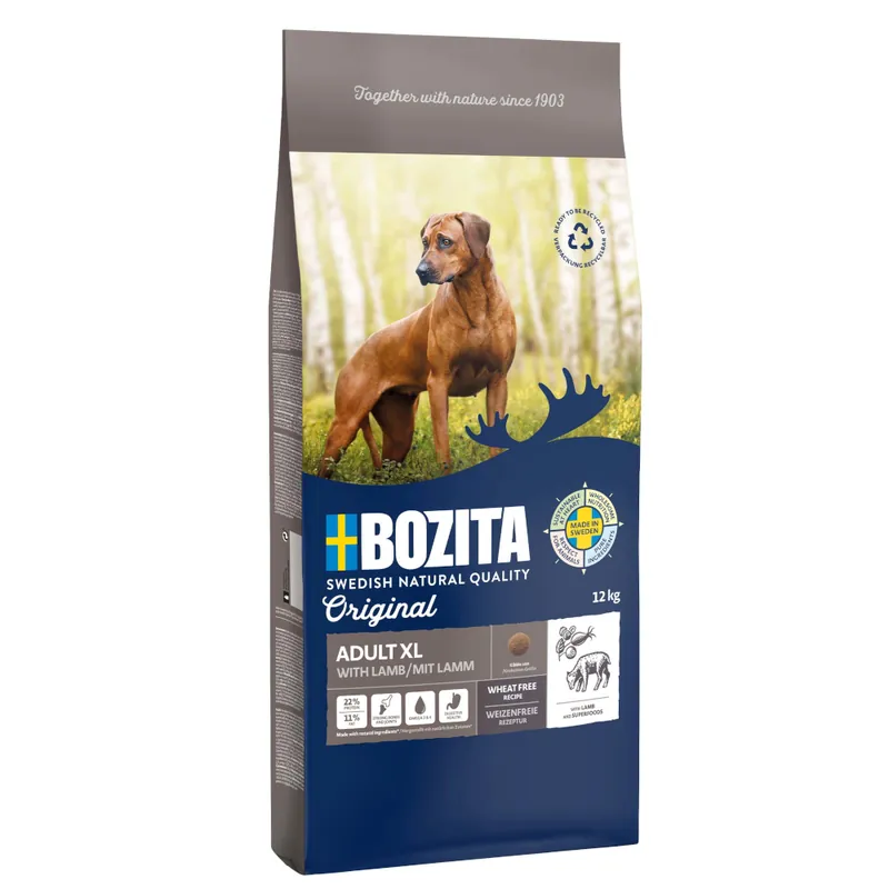 Ekonomipack Bozita Original 2 x stora förpackningar Original Adult XL med lamm - vetefritt (2 x 12 kg) Expressleverans