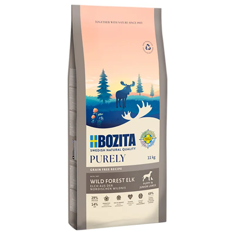Billig Bozita Dog Purely Grain Free Elk Puppy & Junior Large - Ekonomipack 2 x 11 kg