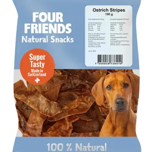 Beställ nu Ostrich Stripes hundgodis - 150 g