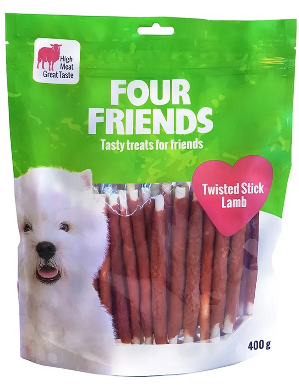 Belöningsgodis FourFriends Twisted Stick Lamb 12,5cm 40st Trygg betalning