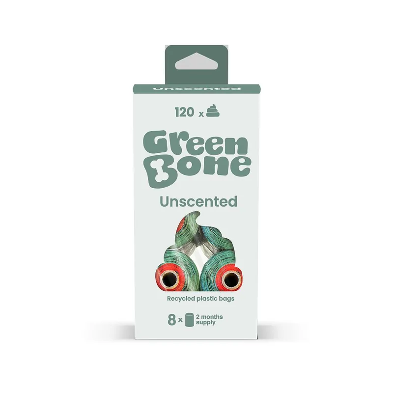 Begränsat antal Green Bone Unscented Hundbajspåsar