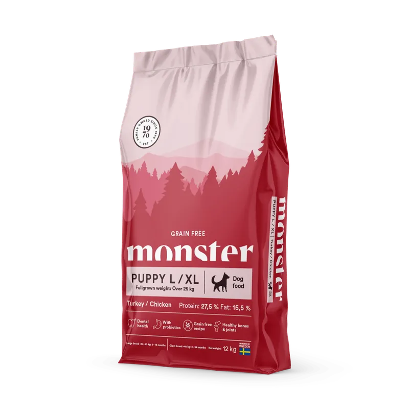 Kampanjpris Monster Dog Grain Free Puppy L/XL Turkey/Chicken - 12 kg