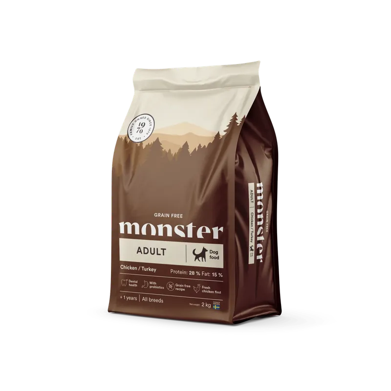 Monster Dog Grain Free Adult Chicken/Turkey - 2 kg Bästa pris