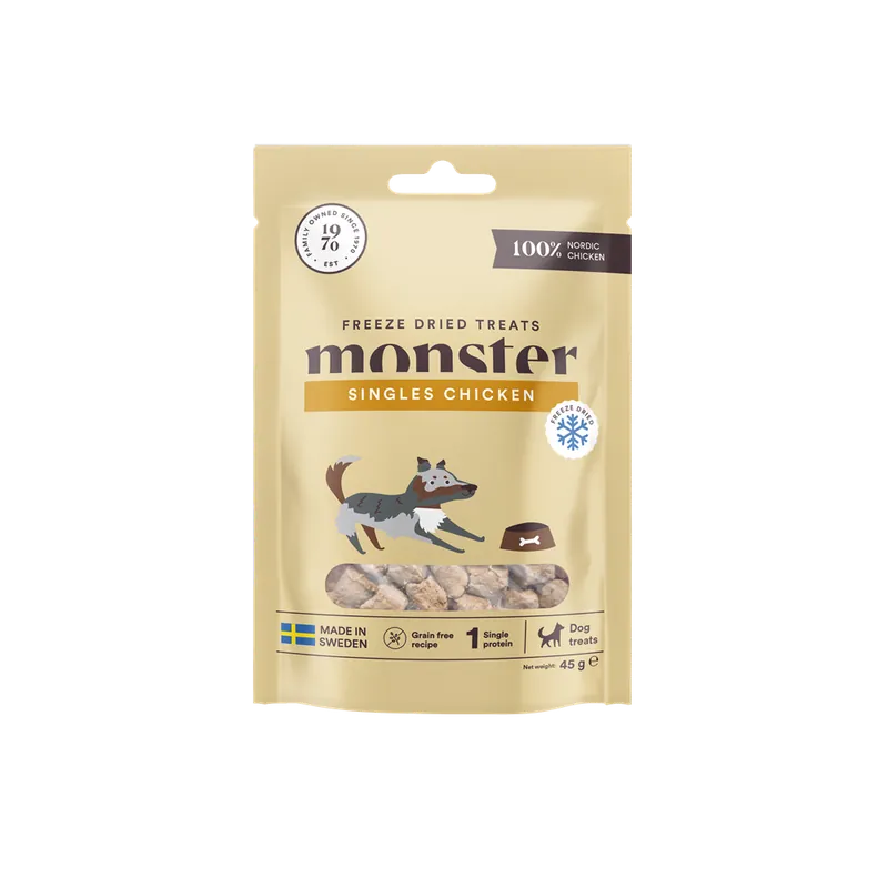 Hundgodis Monster Dog Treats Freeze Dried Pork 45 g Billigare