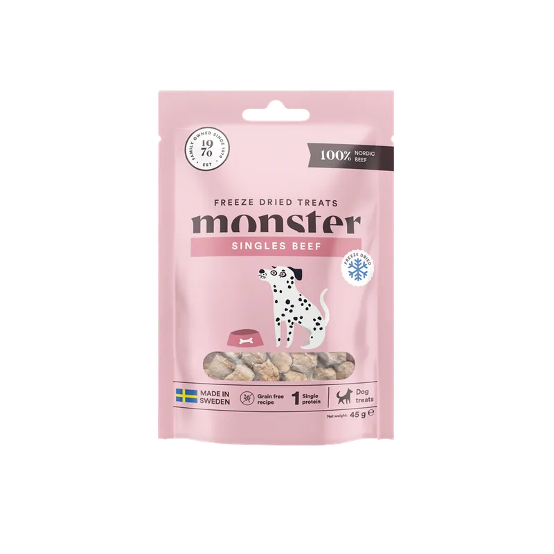 Hundgodis Monster Dog Treats Freeze Dried Beef 45 g Billig