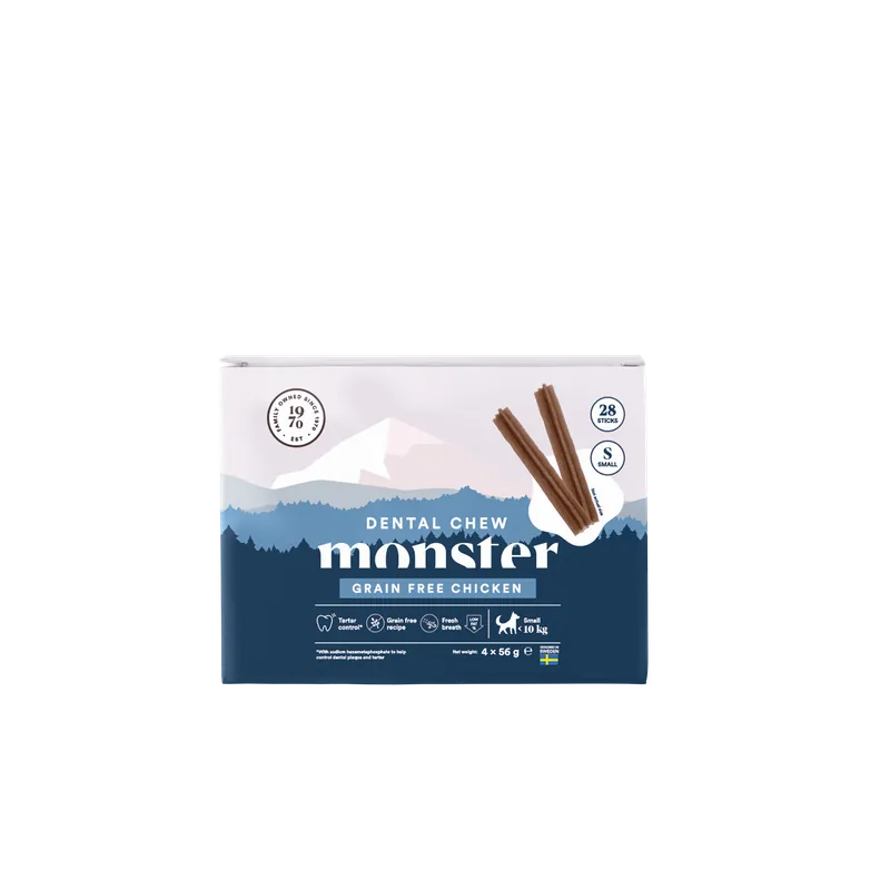 Dog Dental Chew Grain Free Chicken Small Month 28 pcs 224 g - Hund - Hundgodis - Dentaltugg & Tandtugg - Monster Pet Food - ZOO.se Populär