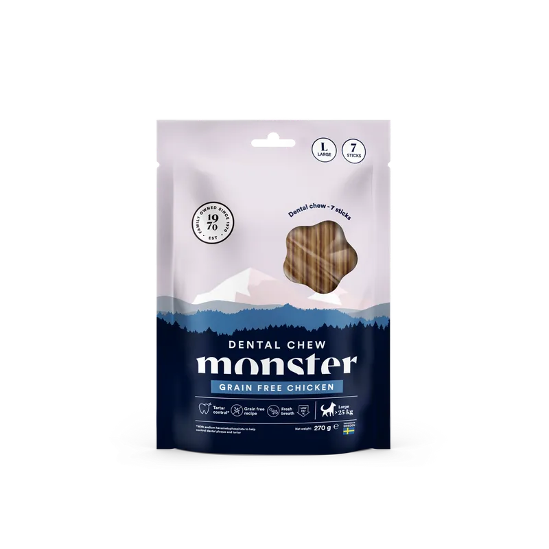 Dog Dental Chew Grain Free Chicken - Large 7-pack Populär
