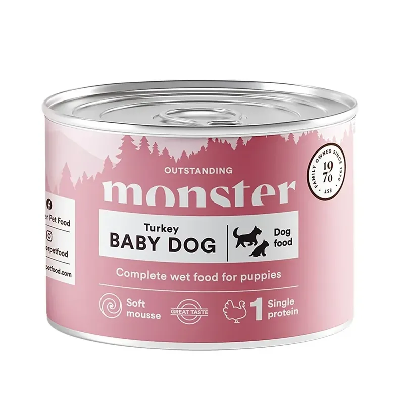 Monster Dog Baby Mousse 6 x 190 g för hundar Begränsad tid