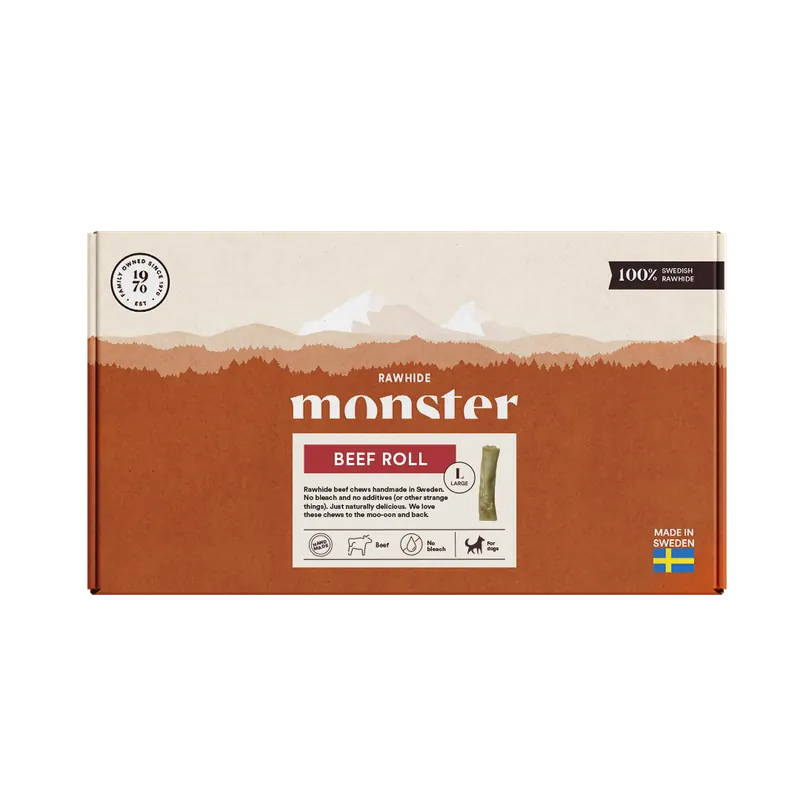 Expressleverans Rawhide Beef Roll Large Box 5 pcs - Hund - Hundgodis - Monster Pet Food - ZOO.se